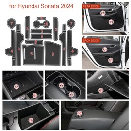 Center Console Liners Compatible with Hyundai Sonata 2024 2025 Accessories Interior Non-Slip Pads Cup Holders Inserts Anti-Dust Mats Door Slot Mats (White)