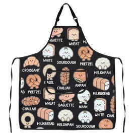 G2TUP Bread Lover Gift Cute Bread Design Apron With Pockets Love Bread Kitchen Gift Bread Baking Baker Apron (Cute Bread Design A)