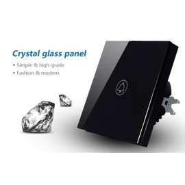 Black Touch Screen Wall Doorbell Switch EU Standard Wall Switch 100 W Switch Crystal Glass Panel 220 V
