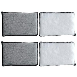 4 Pcs Car Double Sided Velvet Towel, Car Cleaning Sponge, Double Sided Scrubber Detailing PadsCar Scrub Pads, Washing Scrubbing Sponge for Car-Upholstery, Microfiber Cloth Scrubber Detailing Pads