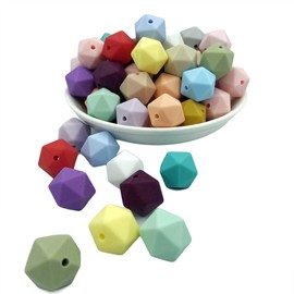 abalorio de silicona multifacéticas de 14 mm, 50 abalorio de silicona de colores mezclados para collar de bricolaje y pulsera