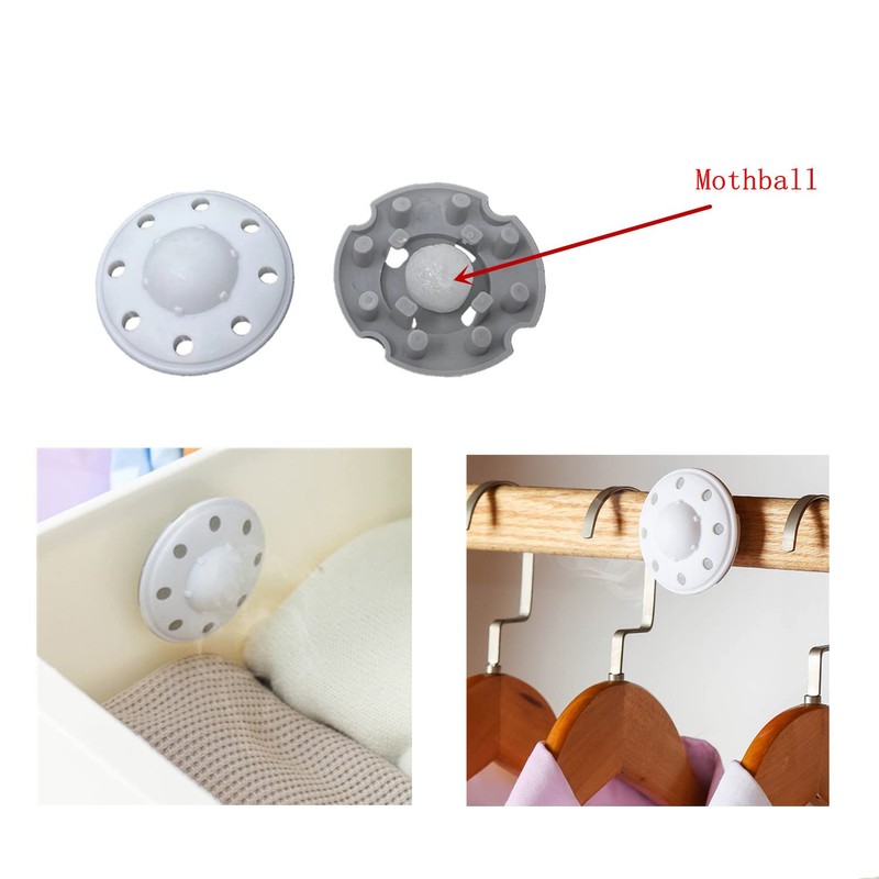 HomeNite 6 Pack Moth Ball Case with Adhesive Wall Sticker,