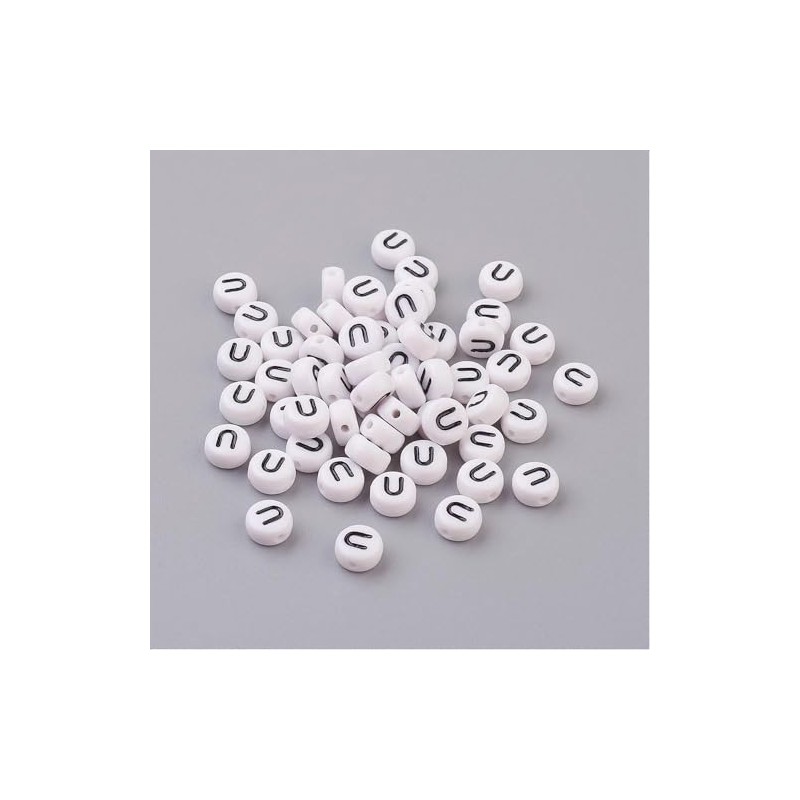 Handicraft Emporium Flat Round Alphabet Acrylic Beads | Approx 20g