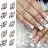 12Pcs Planet Nail Charms for Nails Pink Silver Nail Gems