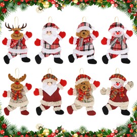 Christmas Tree Pendants, Pack of 8 Christmas Pendants, Mixed Decoration, Felt Wooden Christmas Decoration for Christmas Tree, Holiday, Party Decoration