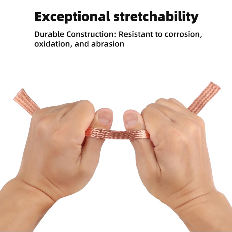 KWOKWEI 16 mm Flat Copper Braid Cable, 3 m /