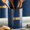 Darthome Navy Blue Ribbed Metal Utensils Pot 11x15x11cm Kitchen Tool