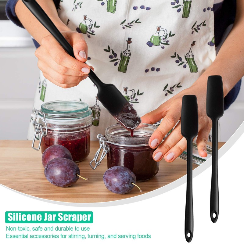 Long Handle Silicone Jar Spatula Kitchen Scraper Spatula Non-Stick Rubber