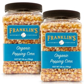 Franklin’s Gourmet Popcorn Organic Popcorn Kernels for Popping - 28oz Tub Pack of 2 - Made in USA, Non-GMO & All-Natural - Old Fashioned Unpopped Popcorn Kernels for Popcorn Machine
