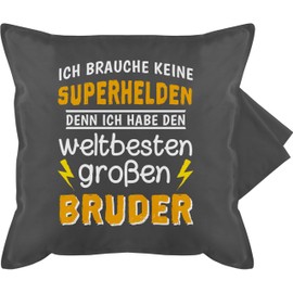 Shirtracer Cushion Cover – Large – Cushion – Ich Habe den Weltbesten großen Bruder – 50 x 50 cm – Grey – Large Gift Brother Bro for My Brother Brothers Saying Big Siblings Love Big Best
