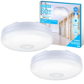 Small Motion Sensor LED Ceiling Light, Light Fixture, Hallway, Entrance Light, 5000K, 60W Equivalent, Ceiling, Easy Installation, Daylight White, 900lm, Set of 2