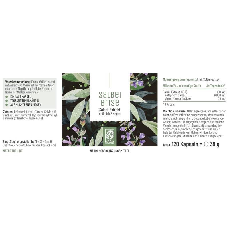 Naturtreu Sage Capsules High Dose - 100 mg Sage Extract