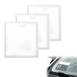 vvag 3Pcs Windshield Sticker Holder, Clear Car Window Pass Permit Holder for Parking,Self-Adhesive Business Card,Toll Tags, Insurance Cards, and Registration for Easy Installation