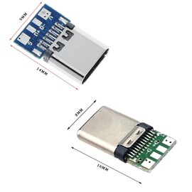 Teansic 20 Pcs 24 pin Type C Male Female Plug Socket Connector with PCB Board,USB 3.1 Connectors Adapter to Solder Wire & Cable (10 Pcs Male + 10 Pcs Female Connector)