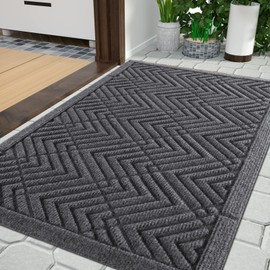 Yimobra Door Mat Outdoor Entrance with Water Freeing Port, Heavy Duty Sturdy Non Slip Front Doormat Outdoor Indoor for Home Entranway, Patio Entrance Mat, Natural Rubber Backing, 36 x 24 Inch, Gray