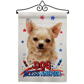 Breeze Decor Patriotic Apple Head Chihuahua Garden Flag-Set Wall Hanger Dog Puppy Spoiled Paw Canine Fur Pet Nature Farm Animal Creature House Banner Small Yard Gift Double-Sided, Made in USA