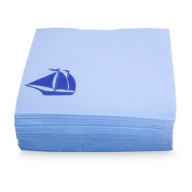 MORIGAMI M00083 Napkin Maritimo Boats 40 x 40 cm 2-Ply 1/4 Fold 50 Napkins Lace Sea Ships