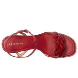 Cole Haan Women's Ambrose Braid Sandal Heeled, Rio Red Croc Print, 10