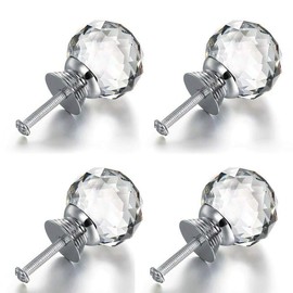 UpTuoLi Crystal Knobs, Knobs for Dresser Drawers, 5Pcs Drawer Knob Pull Handle Crystal Glass Diamond Shape Cabinet Drawer Pulls Cupboard Knob with Screws 25mm