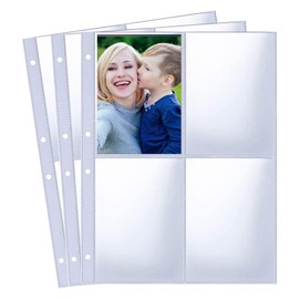 Pack of 30 Transparent Wallets, 4 Compartments, Photo Sleeves, Transparent Postcard Sleeves, A4 Ring Binder for Storing Photos, Postcards, Souvenir Paper (120 Pockets)