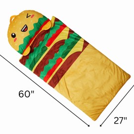 Nap Buddy Sleeping Bag for Kids, Convertible Sleeping Bag for Boys and Girls, Oeko TEX Certified, Travel Sleeper for Children, Hamburger