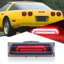 Auto Dynasty LED 3rd Third Brake Light Compatible with 1991-1996 Chevy Corvette 91 92 93 94 95 96, 3D LED Light Bar Rear Center Lamp High Mount Stop light, Black Housing Clear Lens