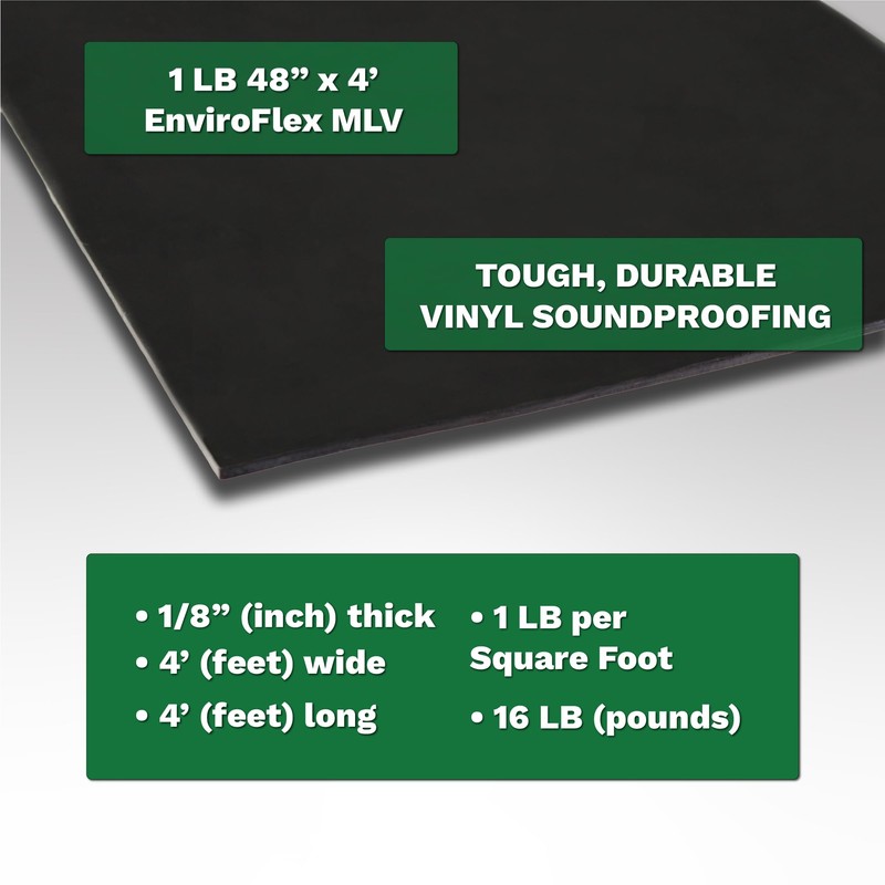 EnviroFlex 1 LB Mass Loaded Vinyl 4’x4’ (16 SF) –