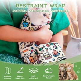 Denir Bonee Cat Grooming Wrap, Cat Restraint Calming Wrap, Self-Adherent, Anti-Bite, Anti-Scratch, Anti-Escape Calming Wrap for Nail Clipping- Multifunctional Pet Tool (M(34 * 38CM))