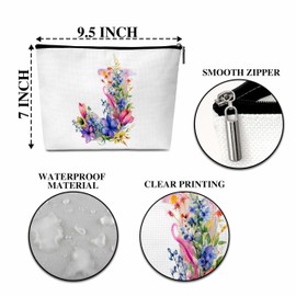 Flower Letter Makeup Bag Letter J Cosmetic Bag Letter Toiletry Pouch Initial Makeup Bag Birthday Gifts for Women Mom Friends Bride Bridesmaid Cosmetic bag-B10