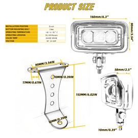 VINTGMT Motorcycle Headlight Square Led Headlamp Visor High Low Beam Bright for Harley Honda Yamaha Suzuki Kawasaki Chopper Cafe Racer Bobber Cruiser(Clear)