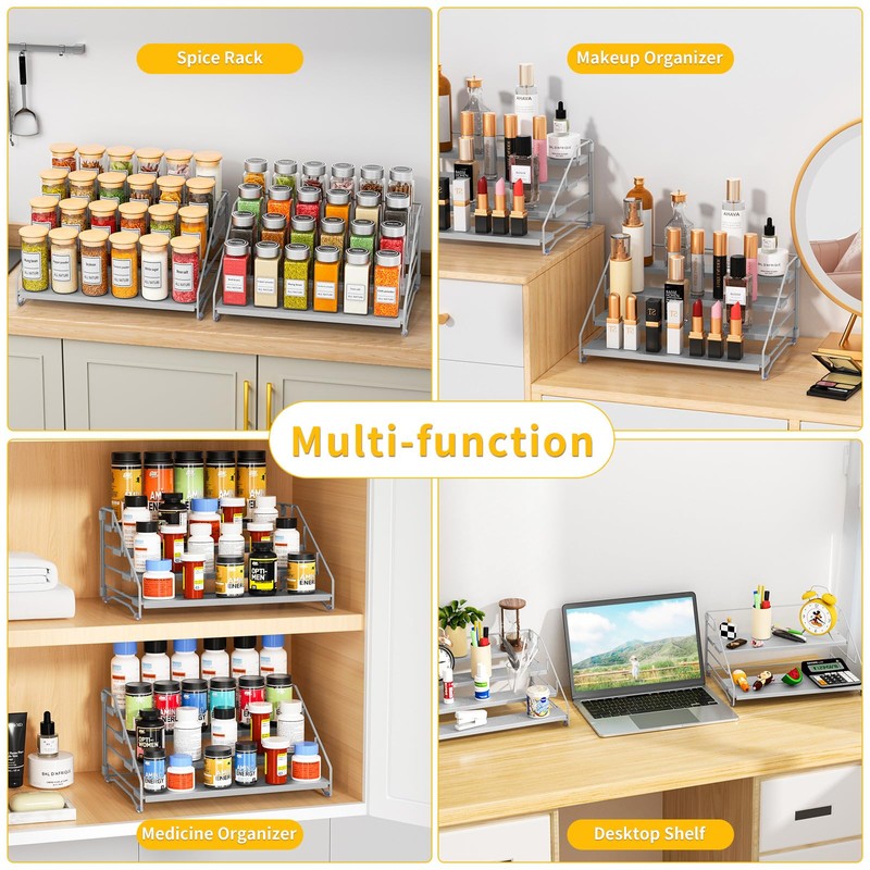 RCHYFEED 4 Tier Spice Rack Organizer, Spice Organization for Cabinet,Pantry,