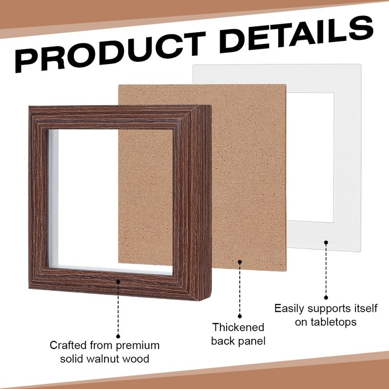 INTERWARM 10Pcs Wooden Square Photo Frame for Tabletop & Wall
