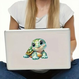 2 Pack Cute Green Little Turtle Vinyl Decal Sticker, Waterproof PVC for Cars, Laptops and Smooth Surfaces A11