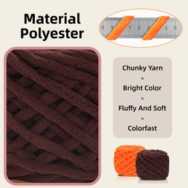 Plush Chenille Chunky Yarn for Crocheting 100g(54.6yd) - Bulky Thick Fluffy Yarn for Knitting- Soft Velvet for Baby, Blanket Knitting Blanket Yarns- Amigurumi Yarns(Orange)