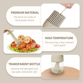 Adorila Oil Dispenser Bottle with Silicone Brush, 9.5 oz Glass Sauce and Oil Bottle, Portable Oil Container for Kitchen Cooking (White)