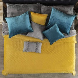 Bedding Textured Mustard Yellow Blanket with Sherpa Queen XL Soft Thick and Warm Blanket