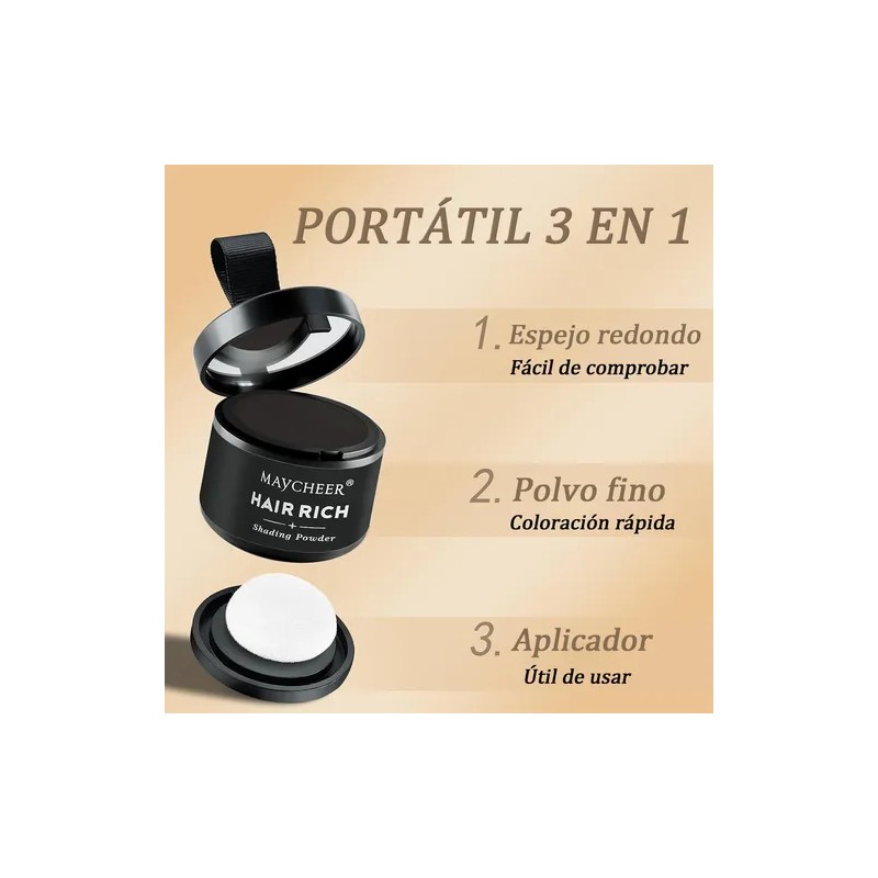 Polvo De Maquillaje De Fibra Capilar Cubre Raíz Cabello 2pzs