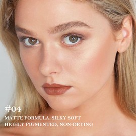 JUAAZIN Light Brown Matte Color Gradient Lipstick Lip Liner, Flawless Contour and Gradual Ombre Effect lip Pencil, Crayon Form and Cone Tip, High Pigmented Long Lasting Waterproof Smudge Proof 04#