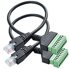 tunghey 2Pack RJ45 Male to 8 Pins Screw Terminal Block Adapter for Cat7 Cat6 Cat5 Ethernet Extender CCTV Digital Internet,RJ45 Male Plug to 8pins Terminal Ethernet Connector 30cm