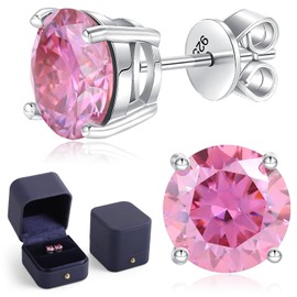 Moissanite Stud Earrings 1-4ct S925 Sterling Silver Earrings Moissanite Earrings Hypoallergenic Lab Created Diamond D Color Jewelry Gifts for Women Men Valentine's Day, 6.5MM-2ct.tw(1ct*2), Sterling