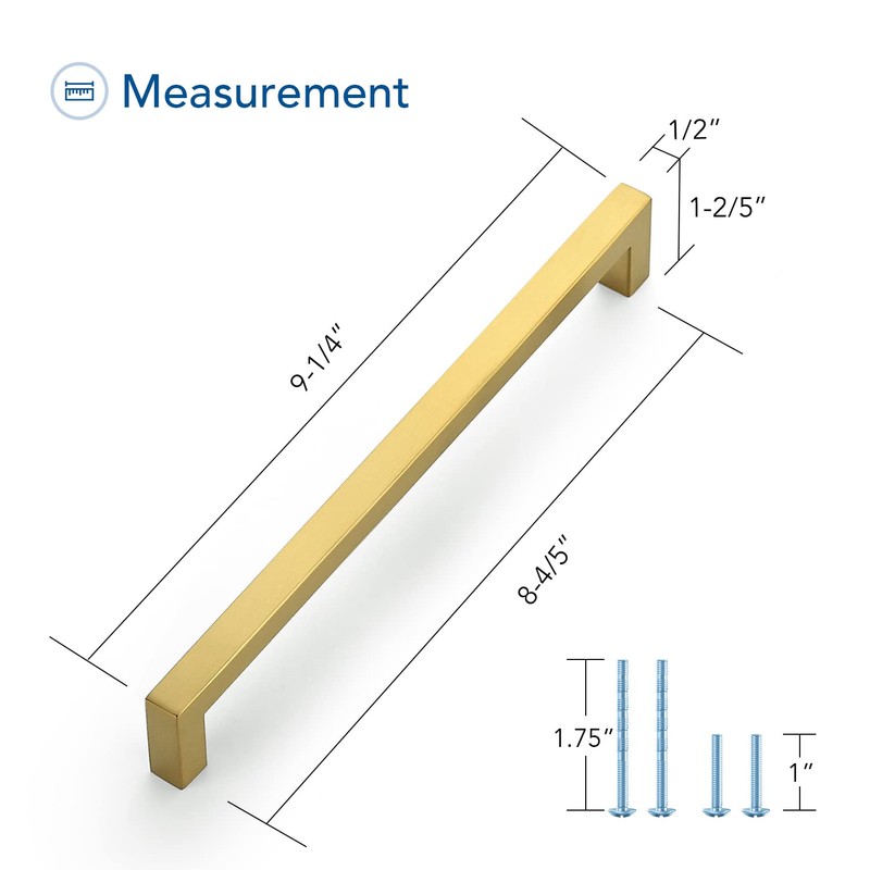 Ravinte 10 Pack Gold Cabinet Pulls 8-4/5 Inch Brushed Brass