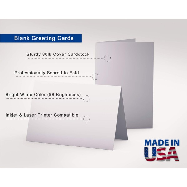 Heavyweight Small Blank Note Cards with Envelopes for Card Making - 100 Cards and Envelopes Set - Bright White Card Stock For Making Greeting Cards, Thank You Cards, and Notecards