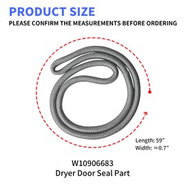 Upgraded W10906683 Dryer Door Seal Compatible with Whirlpool Kenmore Maytag Roper Dryer Door Gasket Replacement with Adhesive