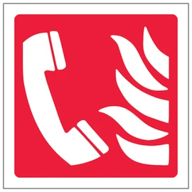 V Safety Fire Phone Symbol 150 x 150 mm - 3mm Brushed Aluminium Composite Safety Sign