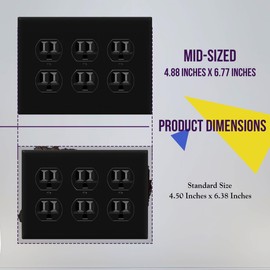 ENERLITES Triple Duplex Wall Plate, Three Gang Electrical Outlet Cover, Gloss Finish, Mid-Size 3-Gang 4.88" x 6.77", Unbreakable Polycarbonate Thermoplastic, UL Listed, 8823M-BK, Black