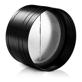 HG Power 150 mm / 6" Inch Ducting Pipe Connector with Backdraft Damper Flap, One-Way Airflow Ducting with Backdraught Shutter, Rubber Gasket, Black Galvanized Steel