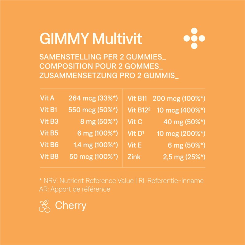 GIMMY Multivitamin Gummies - Supplement with Vitamin B12, vit A,