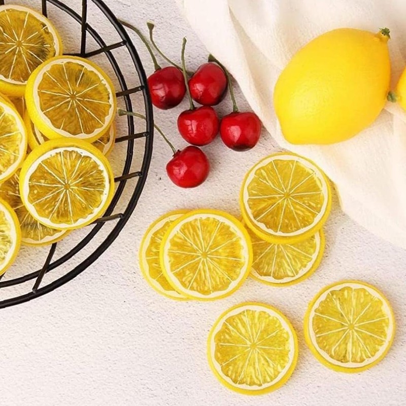 RDNKVB Pack of 10 Artificial Lemon Slices Plastic Fake Lemon
