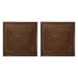 YELARXI Wooden Serving Tray Square Wood Serving Tray Decorative Platter, 9.5x9.5 Inch Fit for Home Decor Kitchen Coffee Table Candle Holder, (2 Pcs, Brown)