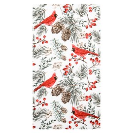 100 Pcs Christmas Cardinal Birds Paper Napkins Winter Xmas Disposable Guest Napkin Red Berries Cedar Cones Bathroom Hand Towel for Holiday Party Tableware Supplies